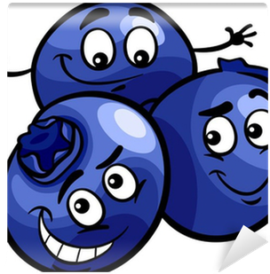 Funny Blueberry Fruits Cartoon Illustration Wall Mural - Blueberry Cartoon (400x400)