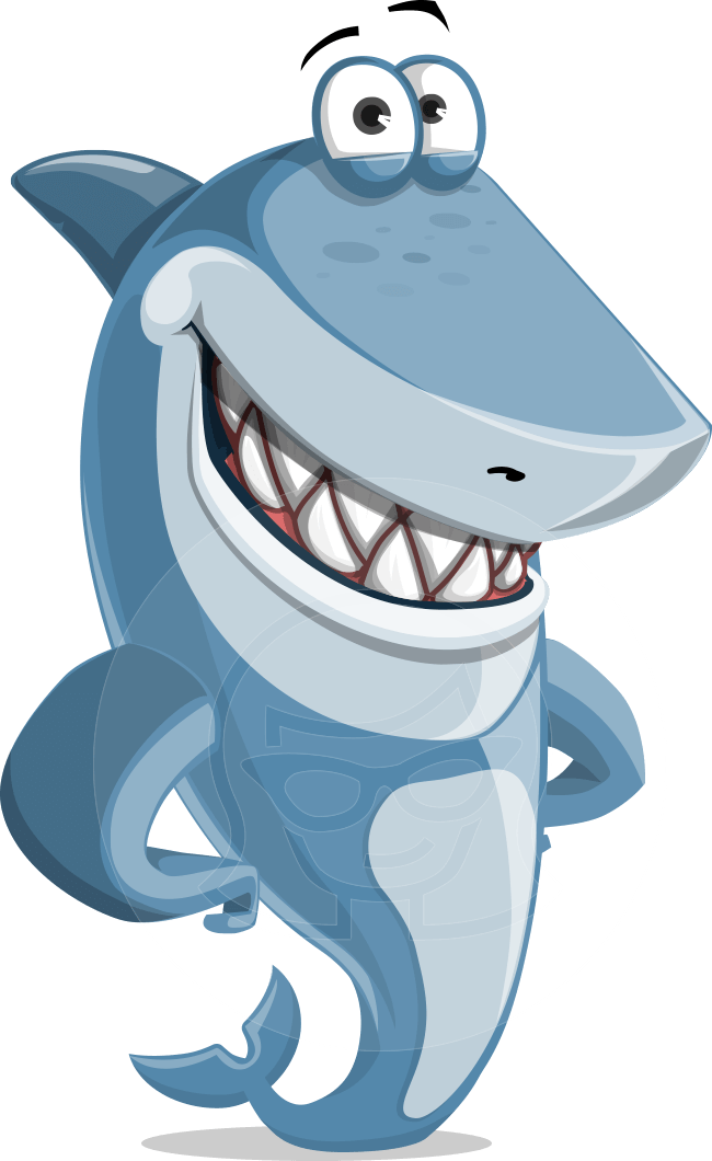 Smiling Shark Cartoon Illustration - Sharky The Shark (650x1060)
