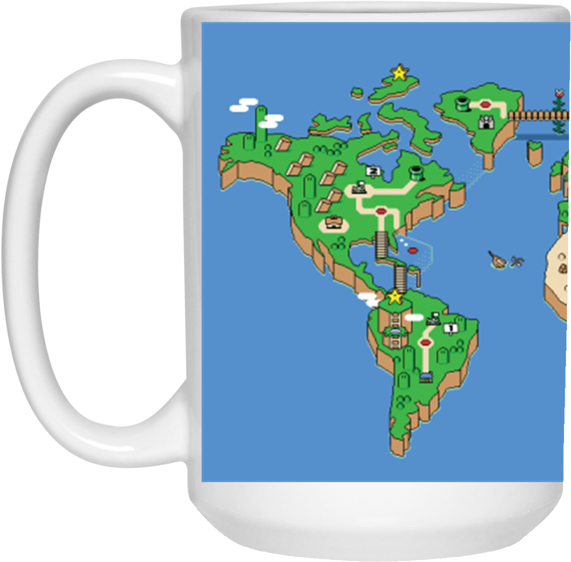 Mario World Map Theme Mug - Super Mario World Map Poster (1155x1155)