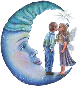Sky, Moon Illustration, Moon Art, The Moon, Kiss, Children, - Buonanotte E Sogni D Oro (339x440)