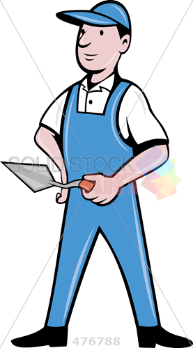 Stock Illustration Of Cartoon Rendition Of Bricklayer - Bricklayer (277x500)