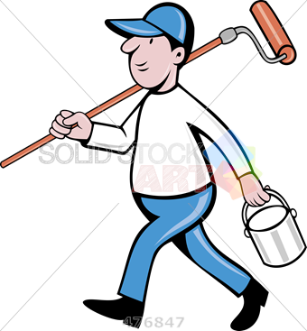 Stock Illustration Of Old Fashioned Cartoon Rendering - Painter Cartoon (340x367)