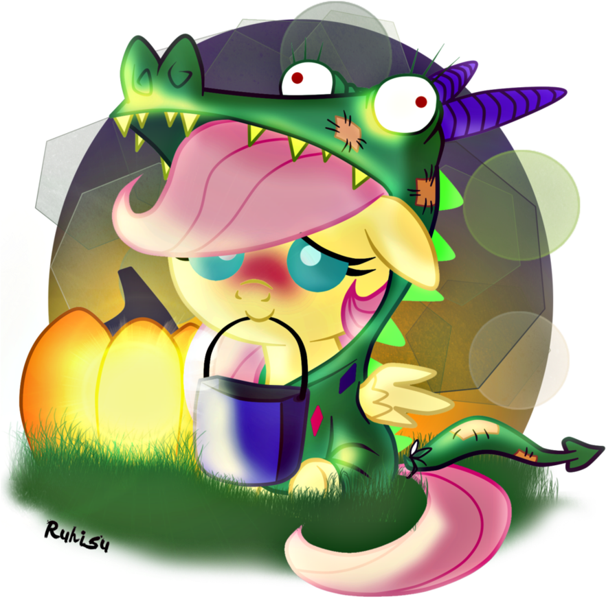 Halloween Fluttershy 2013 By Ruhisu On Deviantart - Fluttershy Halloween (901x886)