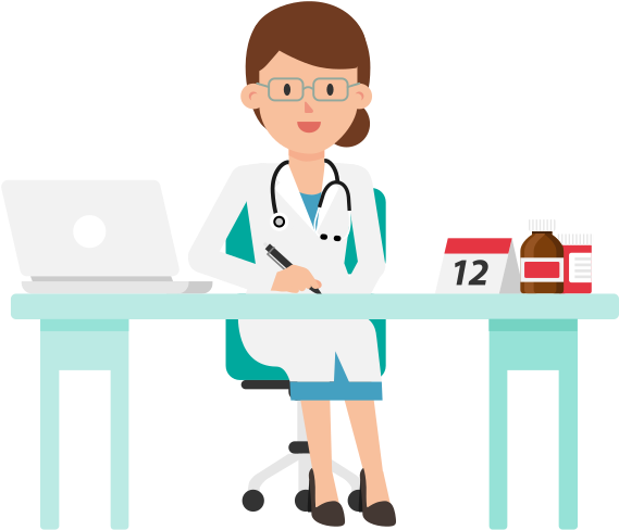 Doctor Working At Desk Cartoon - Scalable Vector Graphics (1280x721)