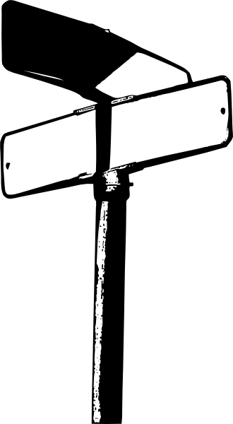 Clipart Crossroads Signs - Black And White Street Sign Png (330x600)