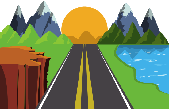 Mountains And Street Landscape - Landscape (550x550)