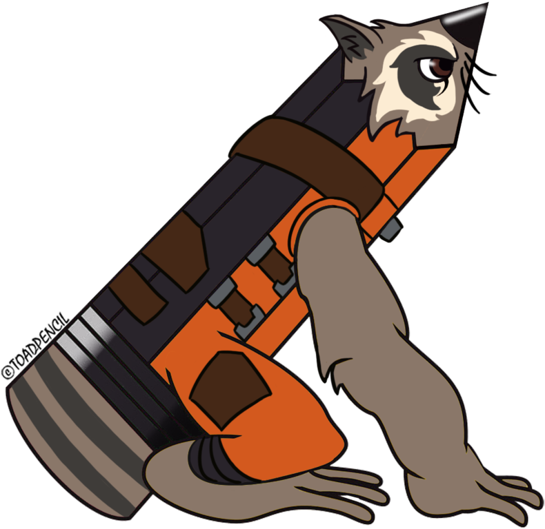 Rocket Raccoon Toad Pencil By Toadpencil On Deviantart - Racoon Drawing Cartoon Png (819x975)