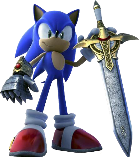 He Also Strong Enough To Swing A Sword His Size With - Sonic And The Black Knight Sonic (444x501)
