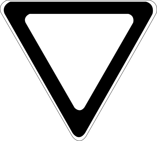 Slow Clipart Yield Sign - Yield Sign Black And White (600x538)