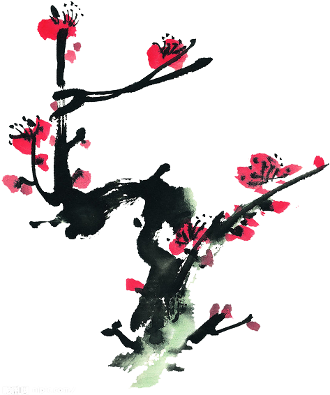 Chinese Painting Ink Wash Painting Bird And Flower - 写意 梅花 (510x577)