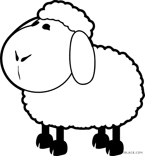 Sheep Outline Animal Free Black White Clipart Images - Sheep Clipart Black And White Png (1196x1280)
