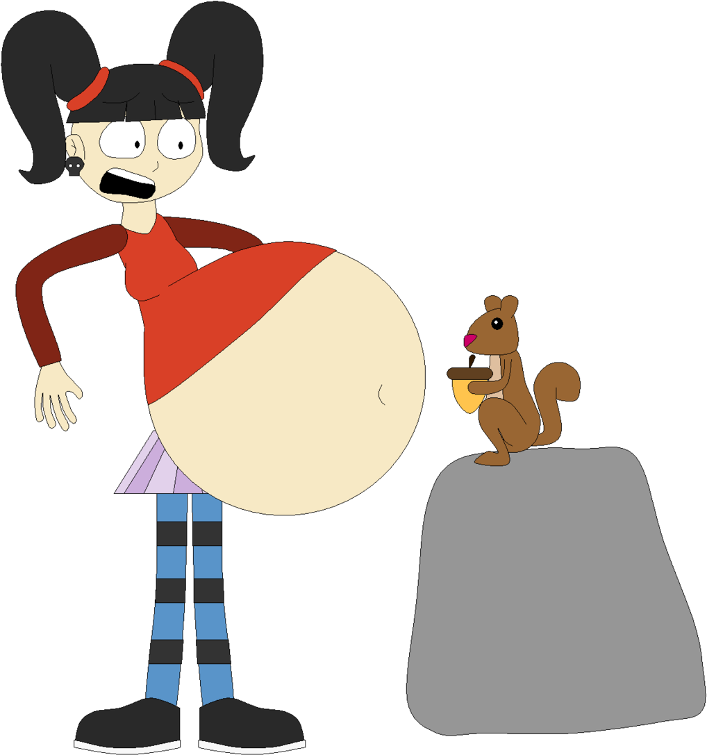 Pregnant Gretchen Frightened By A Squirrel By Angry-signs - Pregnant Camp Lakebottom (1024x1091)