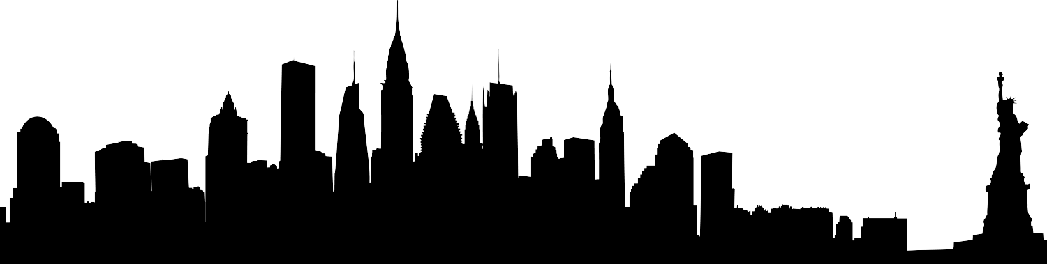 New York Png - New York Skyline Black And White (1500x379)
