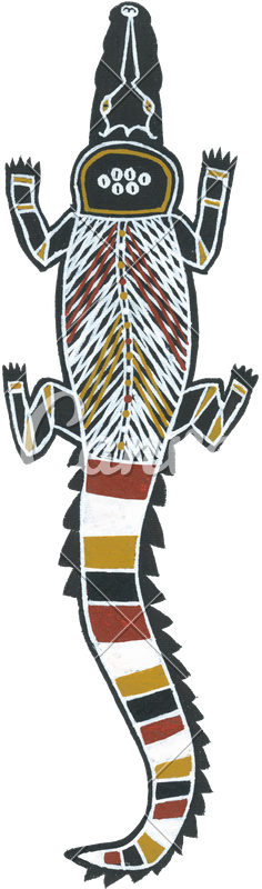 Australian Aboriginal Painting Of A Crocodile - Painting (236x800)