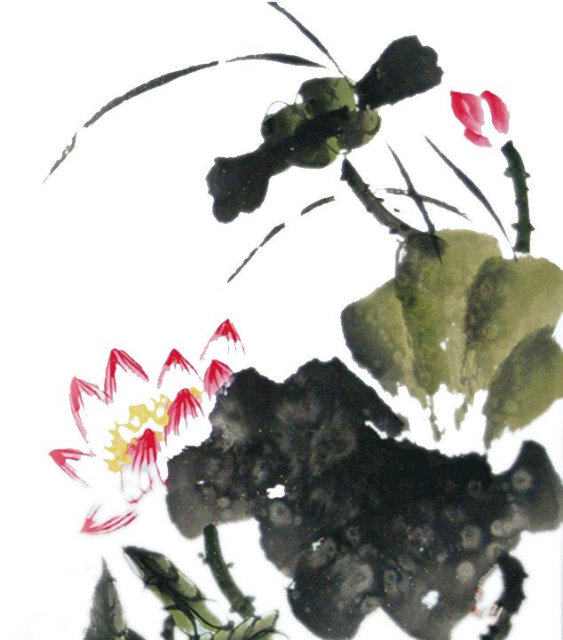 Ink Wash Painting Nelumbo Nucifera Fish Chinese Painting - 水墨 荷花 图片 (1000x1000)