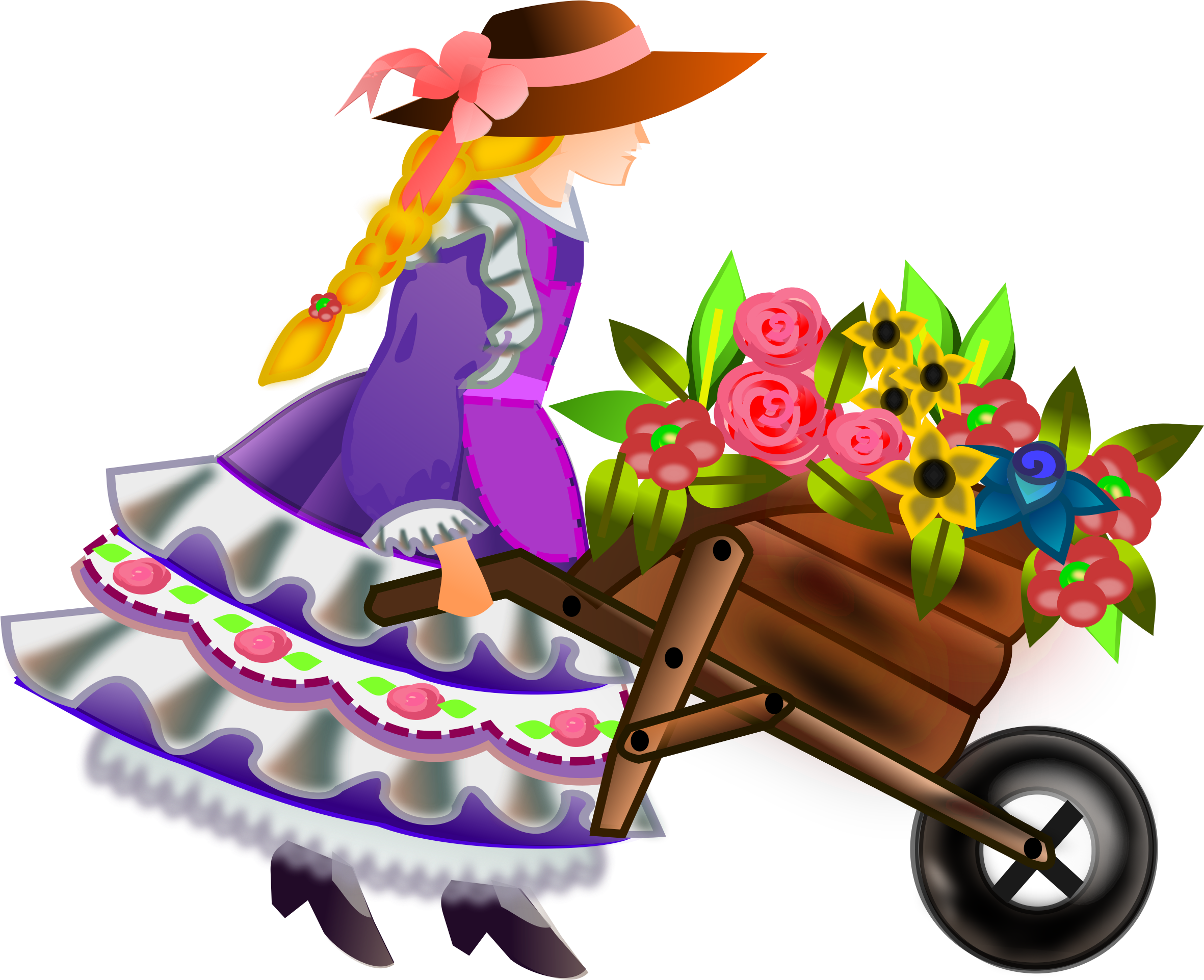 Wheelbarrow With Flowers By @gurica, A Girl Pushes - La Sombra De Las Muchachas En Flor [book] (2362x1922)