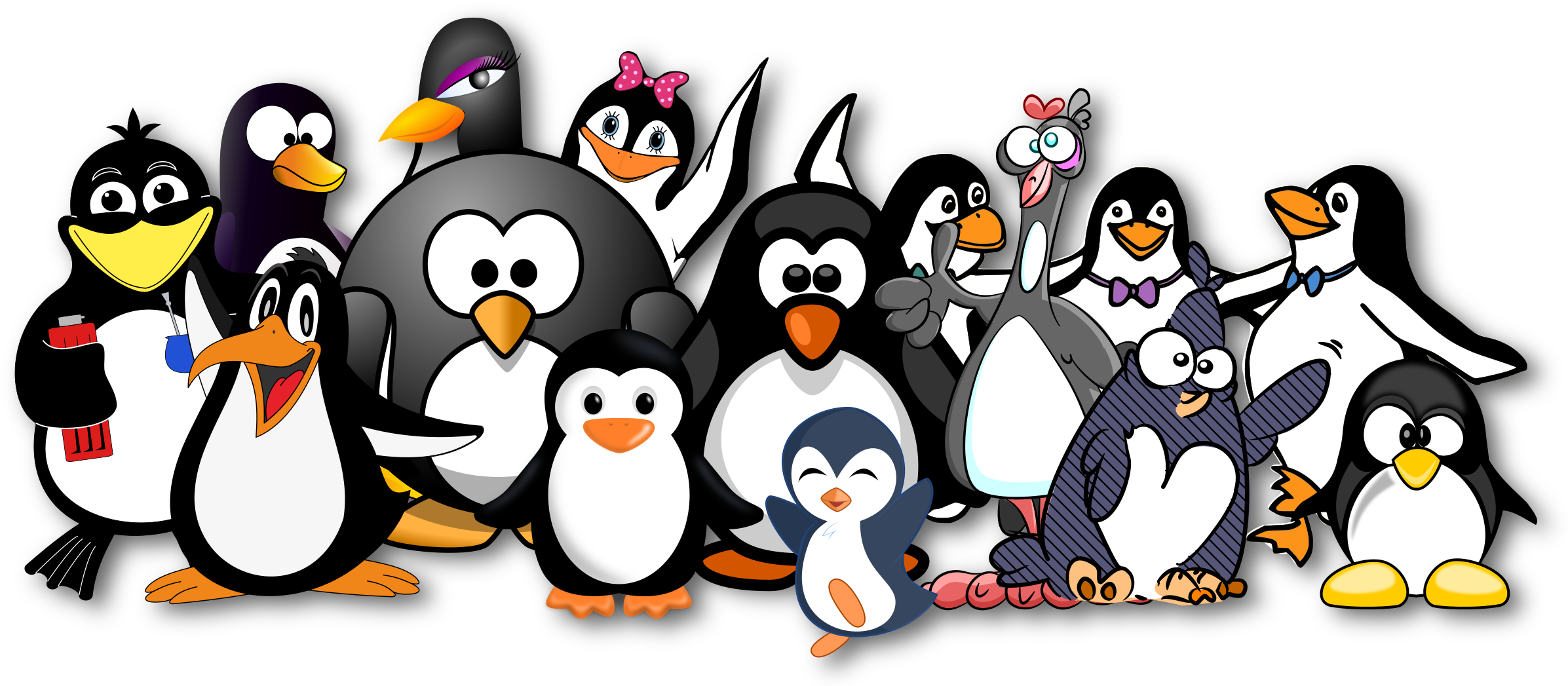 Big Image - Group Of Cartoon Penguins (2400x1055)