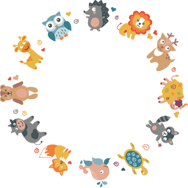 Kids Animal Circle Wall Sticker - Frame Powerpoint Template (374x375)