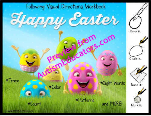 Easter Workbook For Autism Following Visual Directions - Autism Easter (500x500)