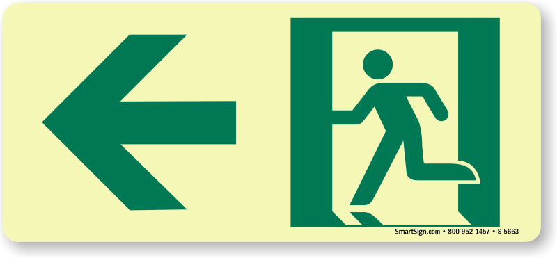Zoom, Price, Buy - Glow In The Dark Emergency Exit Signs (800x371)