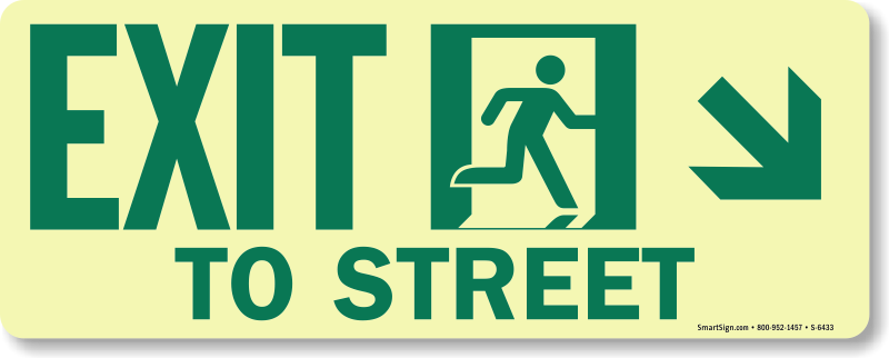 Glowsmart™ Directional Exit Sign, To Street Sign - Exit Sign (800x322)