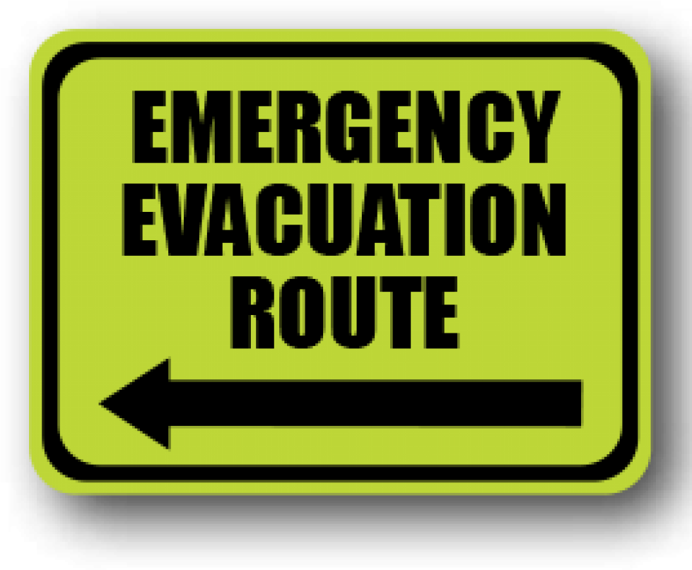Glow In The Dark Visual Management Emergency Sign - Durastripe 24"x18" Rectangle - Emergency Evacuation (1000x1000)