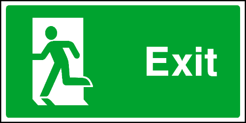 Exit Left Emerg - Running Man Exit Sign (500x250)