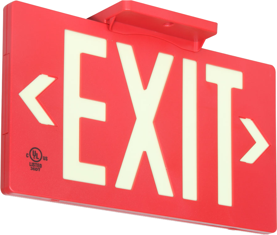 Photoluminescent Fire Safety Exit Signs - Red Photoluminescent Exit Sign (900x756)
