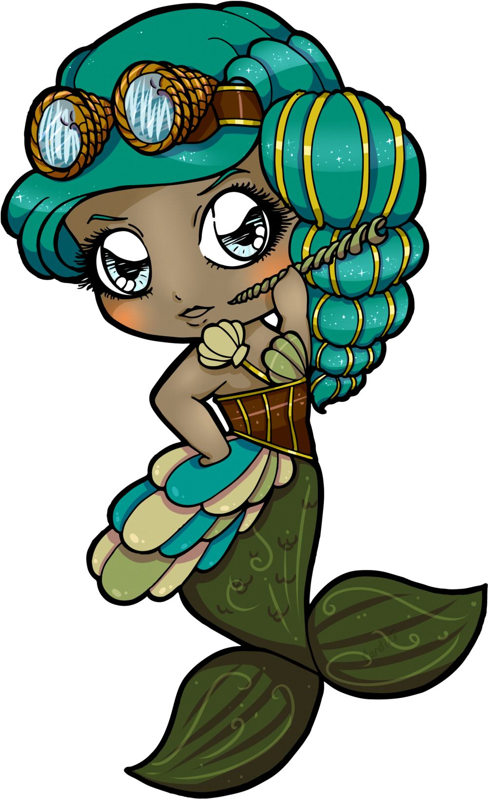 Steampunk Mermaid Chibi By Candi-kii - Steampunk Mermaid (1024x1650)