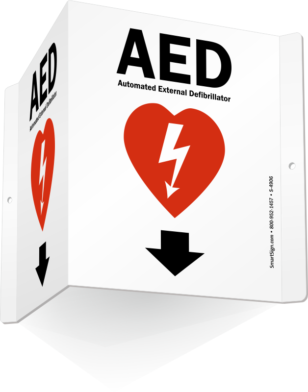 Aed Signs - Aed Automated External Defibrillator (with Heart Graphic (628x800)