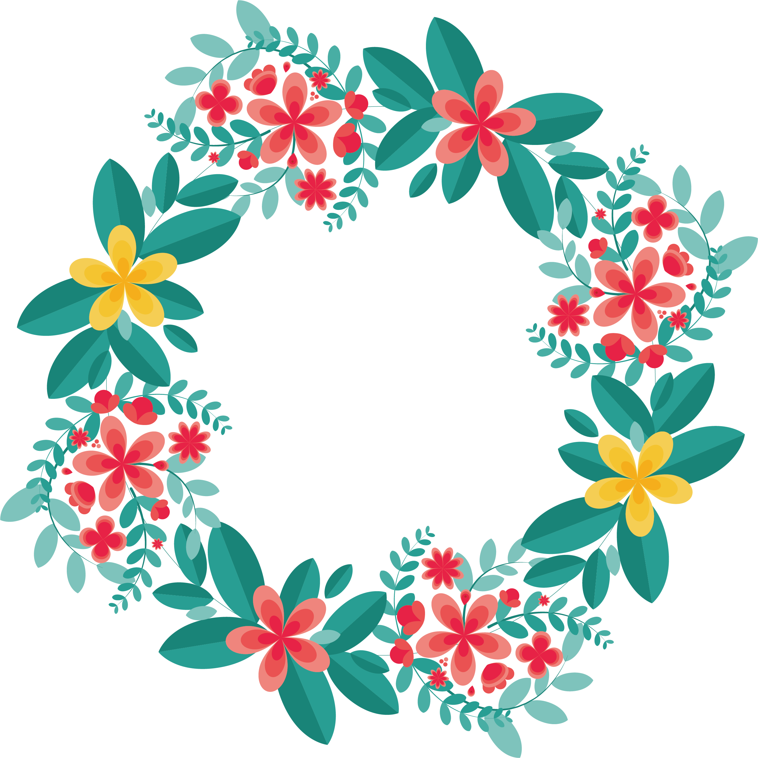 Flower Garland Wreath Floral Design Circle - Magideal 46pcs Set Special Sealing Sticker Envelope (2463x2463)