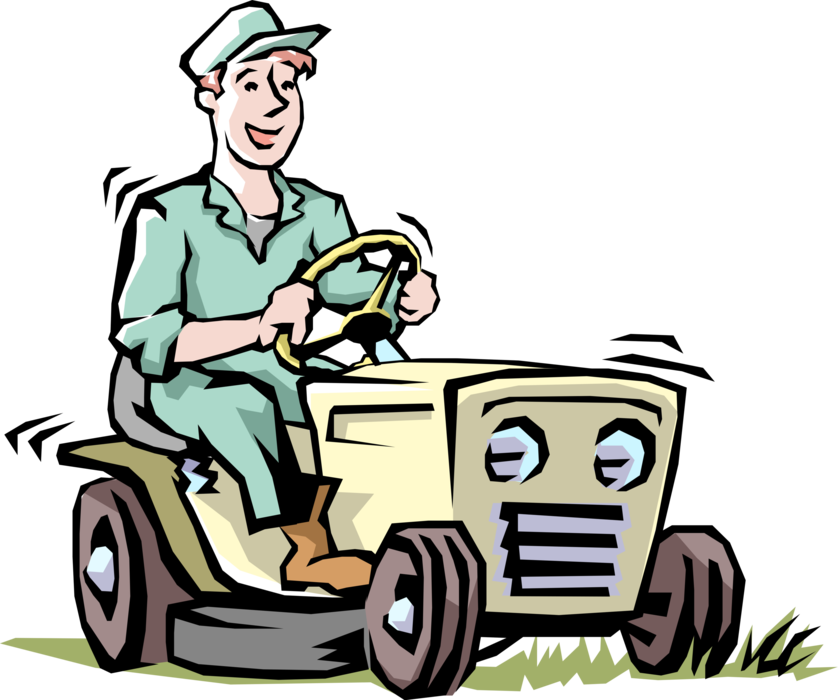 Vector Illustration Of Lawn Care Specialist Mowing - Lawn Mower Clip Art (838x700)