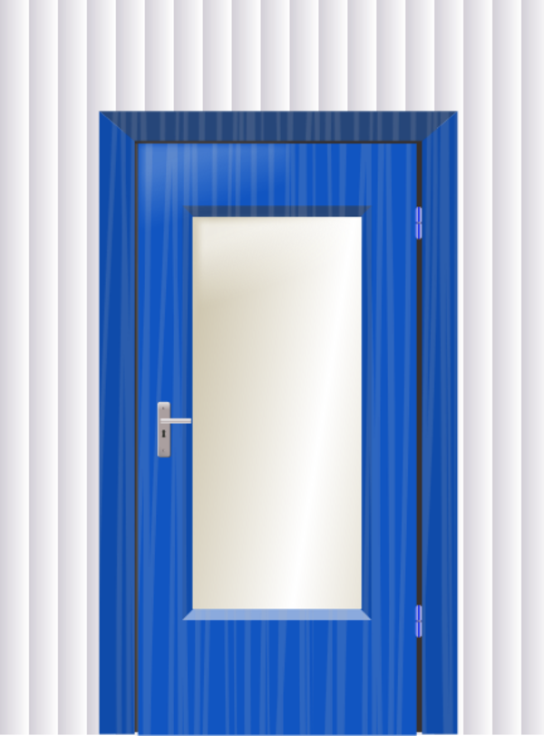 Door With Cristal And Wall Vector Clip Art - Door Clip Art (600x811)
