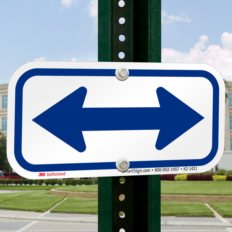 Bidirectional Arrow, Supplemental Parking Sign, Blue - Traffic Sign (800x800)