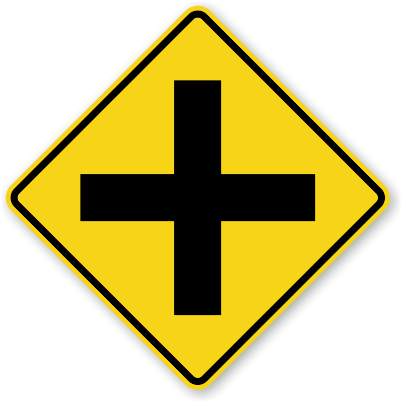 Zoom, Price, Buy - Cross Road Ahead Sign (800x800)