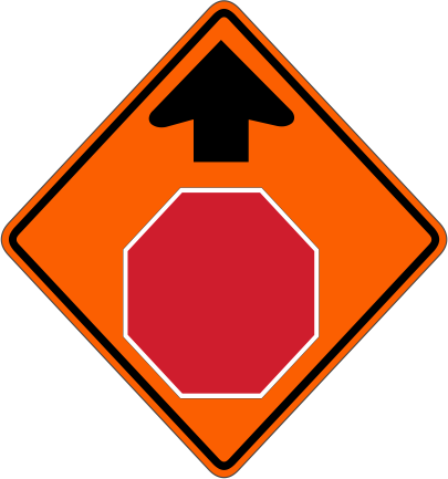 W3-1 Stop Ahead - Stop Ahead Sign Orange (405x433)