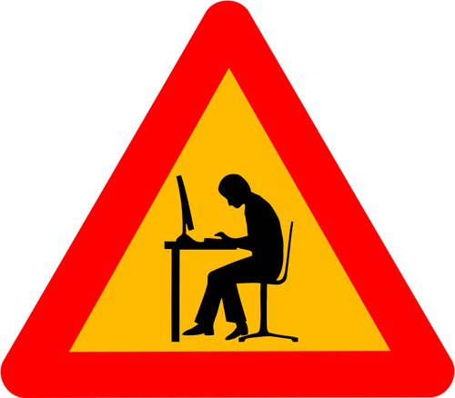 Vector Image Of Man At Computer Warning Road Sign - Symmetry Rotation (500x438)