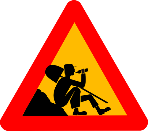 Vector Clip Art Of Man - Man At Work Road Sign (640x561)