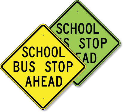 Stop Sign Ahead Sign School Bus Stop Ahead 30 X - School Bus Stop Ahead Sign (413x378)