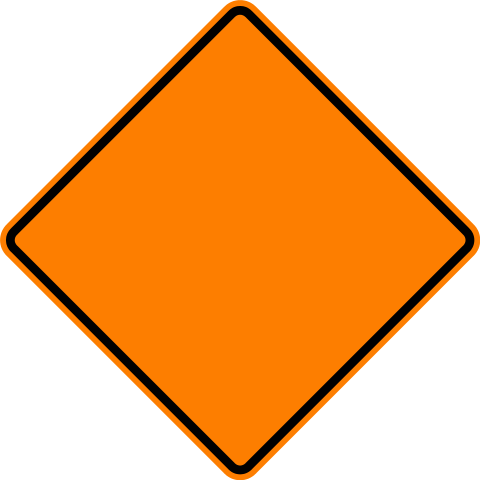 File Diamond Warning Sign Orange G - Orange Diamond Road Sign (681x681)