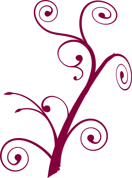 Maroon Branch Swirl Clip Art At Clkercom Vector Online - Tree Branch Clip Art (444x599)