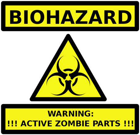 Zombie Parts Warning Label Vector Image - Zombie Hazard Sign (500x500)