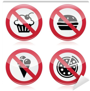 No Fast Food, No Sweets Warning Red Sign Wall Mural - Keine Süßigkeiten (400x400)