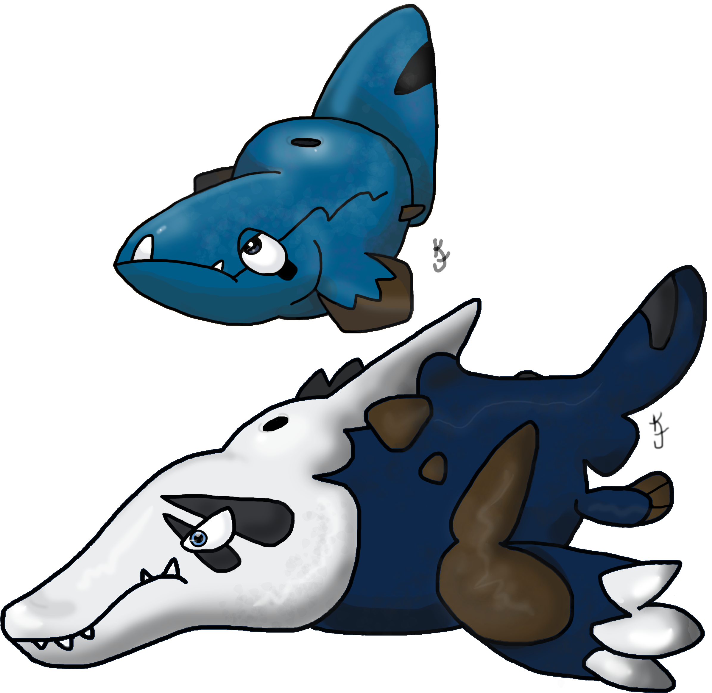 Torus333 29 12 Icthyosaur Fossil Pokemon By Torus333 - Great White Shark (2500x2500)