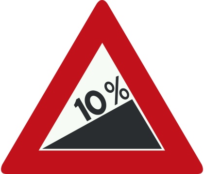 10% Slope Warning Sign, Netherlands - Danger Falling Rocks Sign (1195x1024)