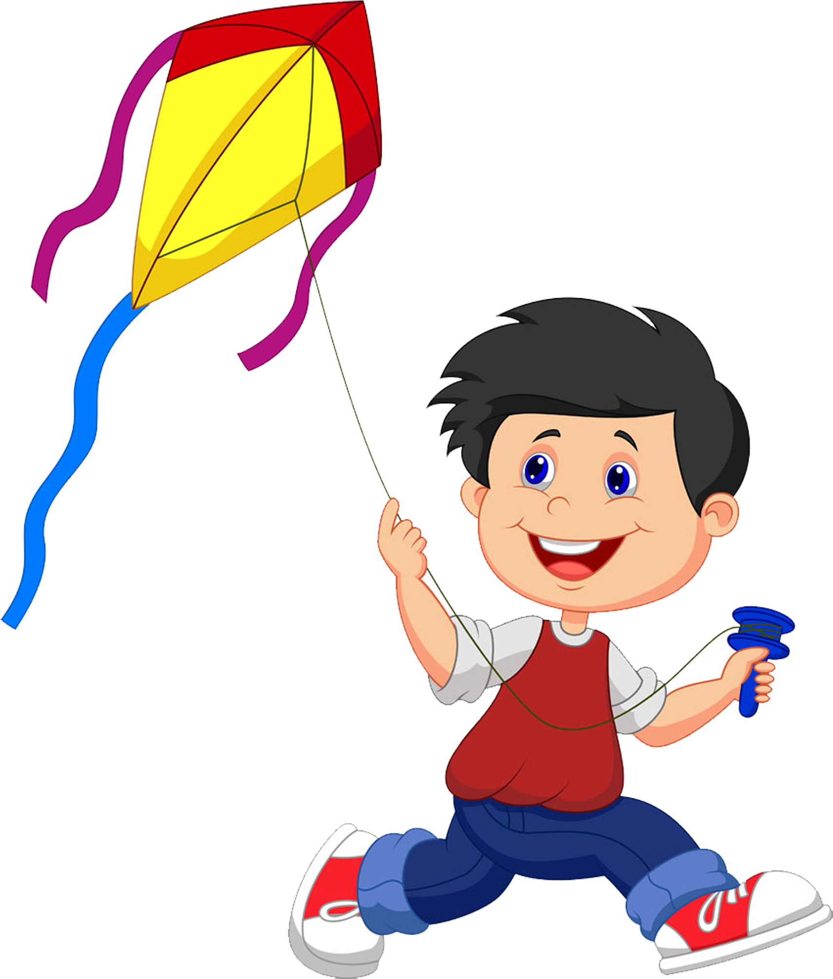 Kite Cartoon Illustration - Playing Kite Cartoon (2336x2204)