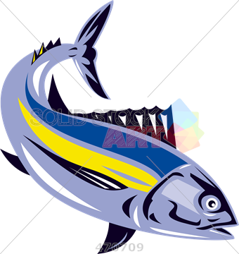 Albacore Tuna Fish Retro Shower Curtain (340x360)
