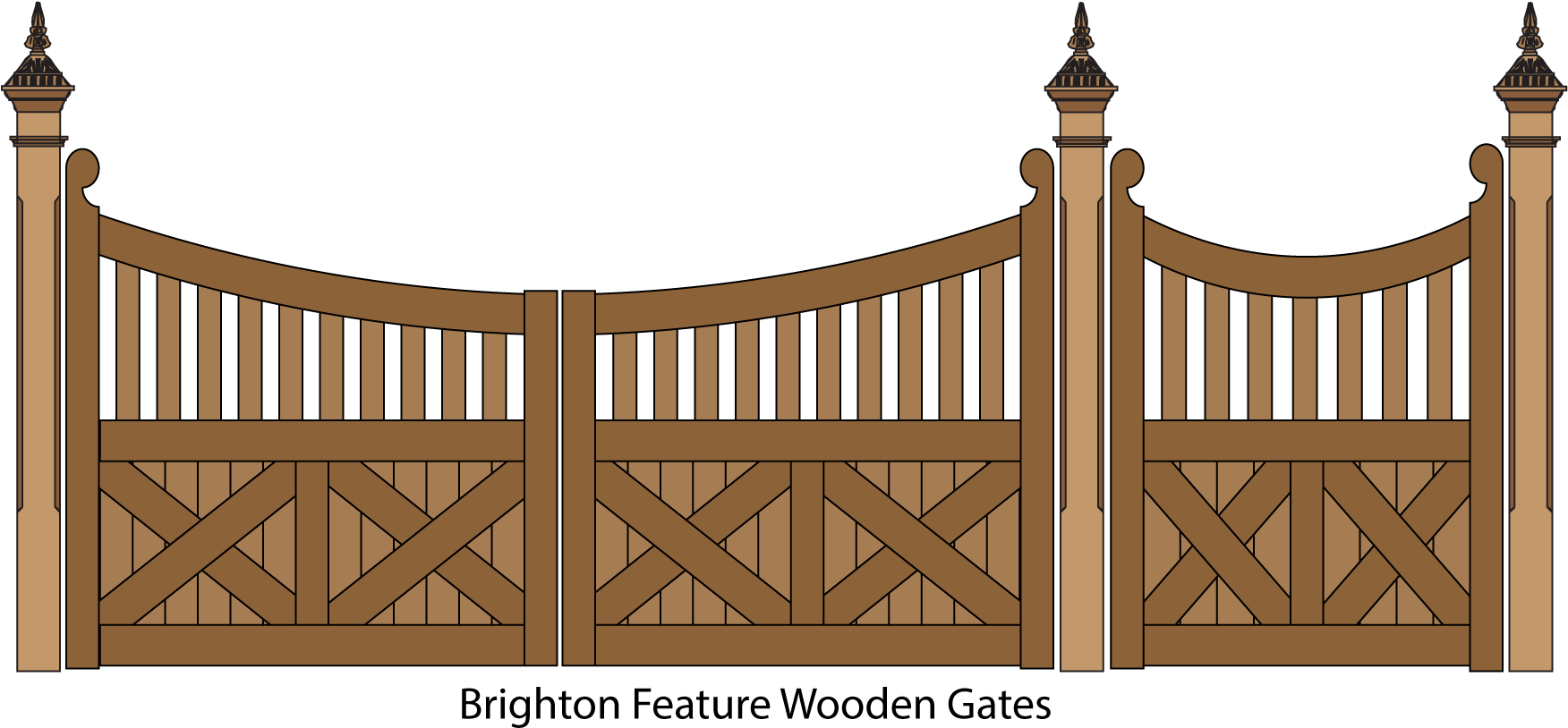 Brighton Feature Wooden Gates - Fence Wooden Gate Gate Clipart (1920x910)
