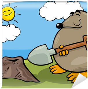 Mole With Shovel Cartoon Illustration Wall Mural • - Illustration (400x400)