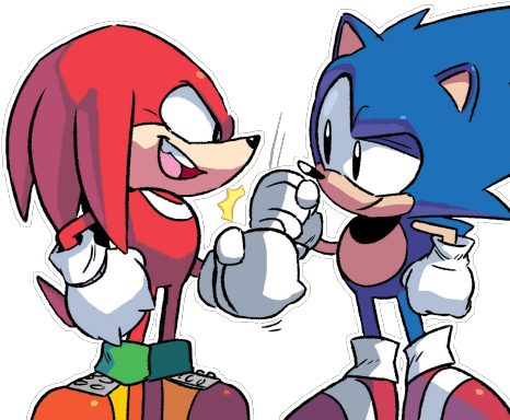 Transparent Image Of Sonic And Knuckles Being Bros - Sonic Mega Drive #1 (500x403)